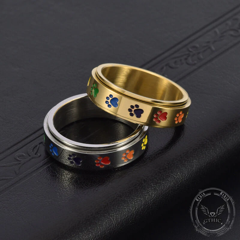 14232-vintage-dog-paw-print-stainless-steel-spinner-ring-5.webp Vintage Dog Paw Print Stainless Steel Spinner Ring