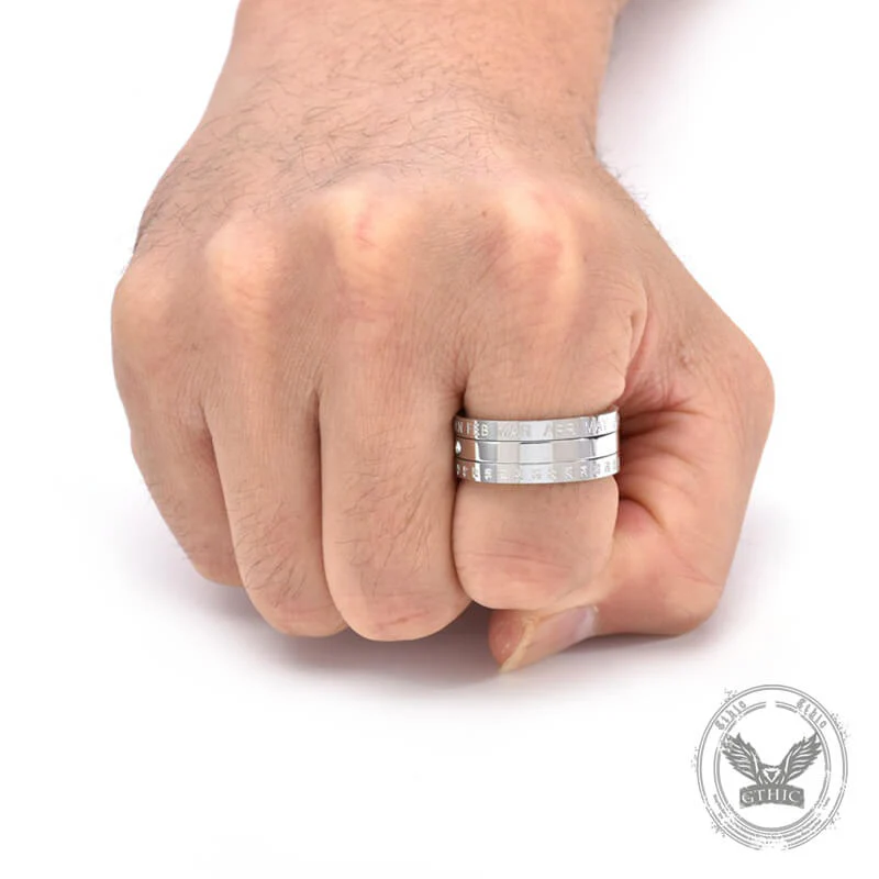 Calendar Diamond Stainless Steel Spinner Ring