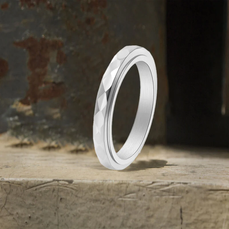 Simple Diamond Spinner Stainless Steel Ring