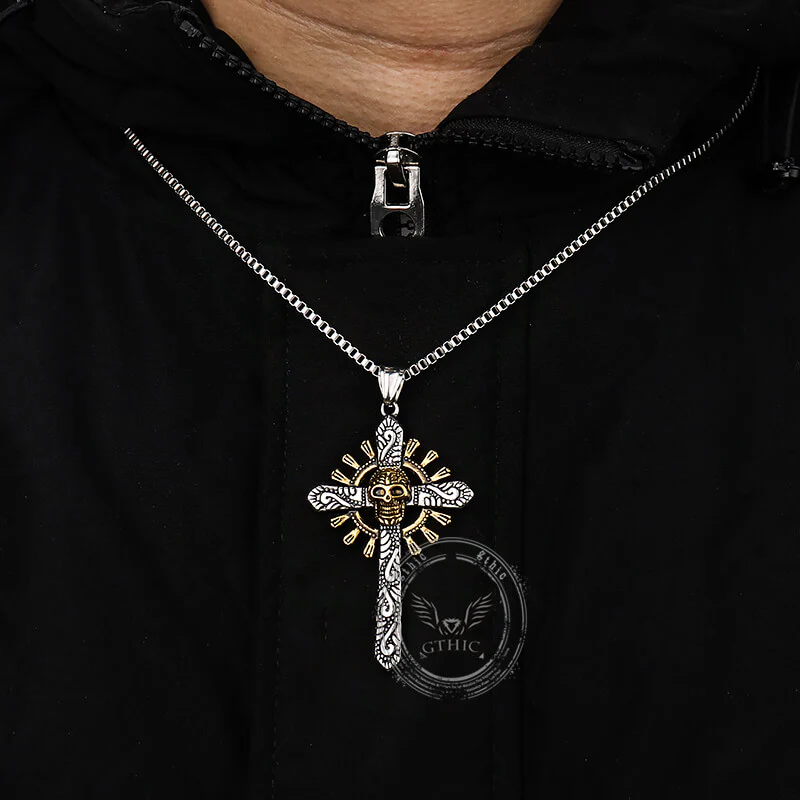 Skull Cross Stainless Steel Pendant Necklace