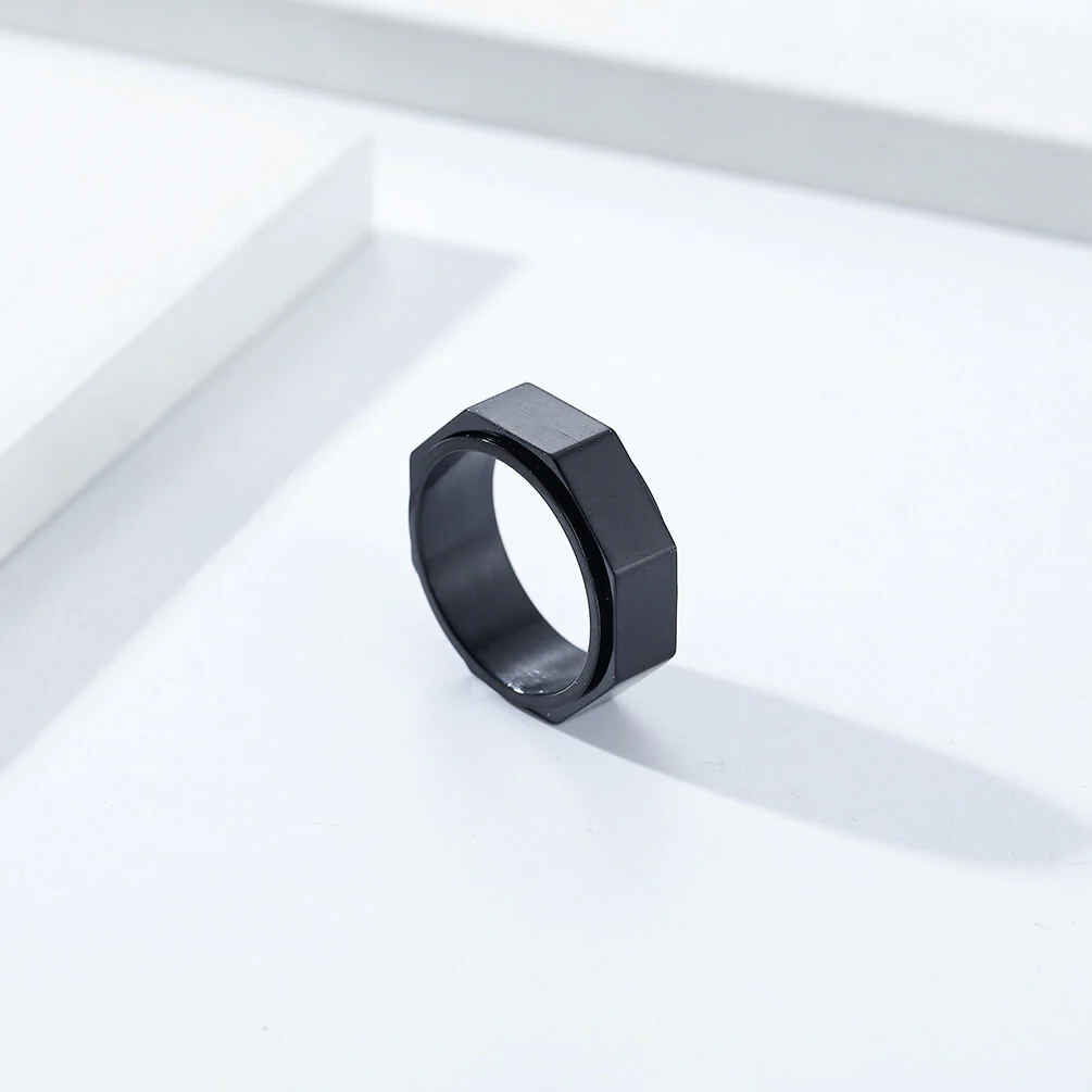 Minimalist Octagonal Nut Stainless Steel Spinner Ring