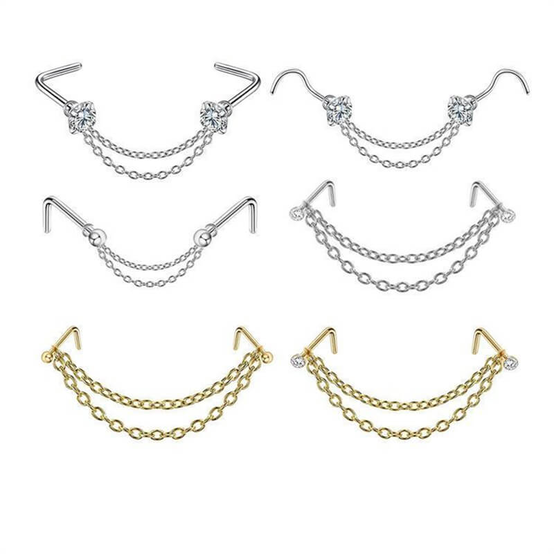 Double Chain Stainless Steel Nose Ring
