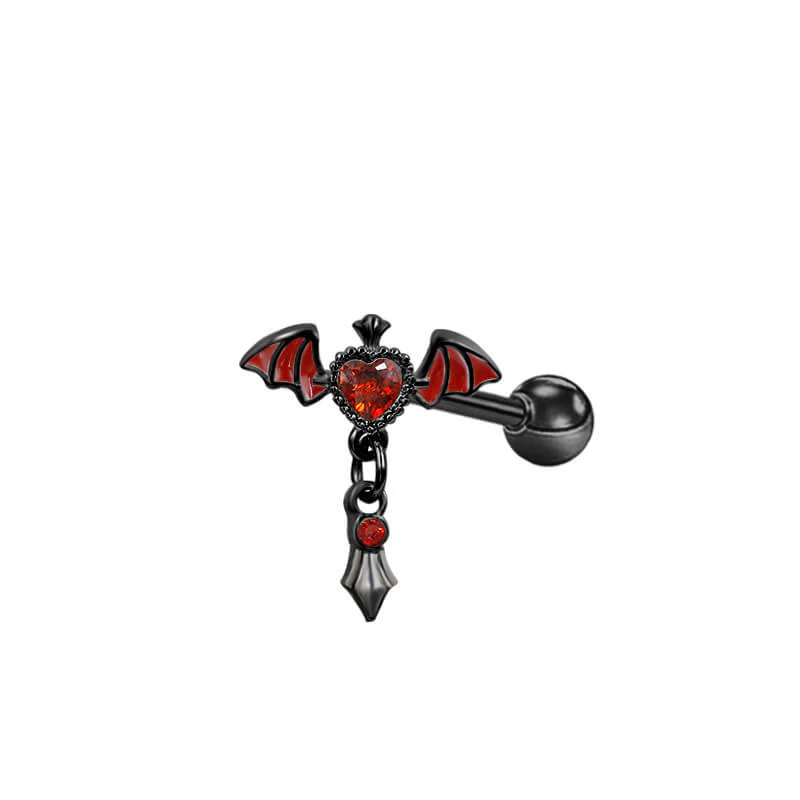 L Rod Love Heart Wings Inlaid Zircon Stainless Steel Nose Ring