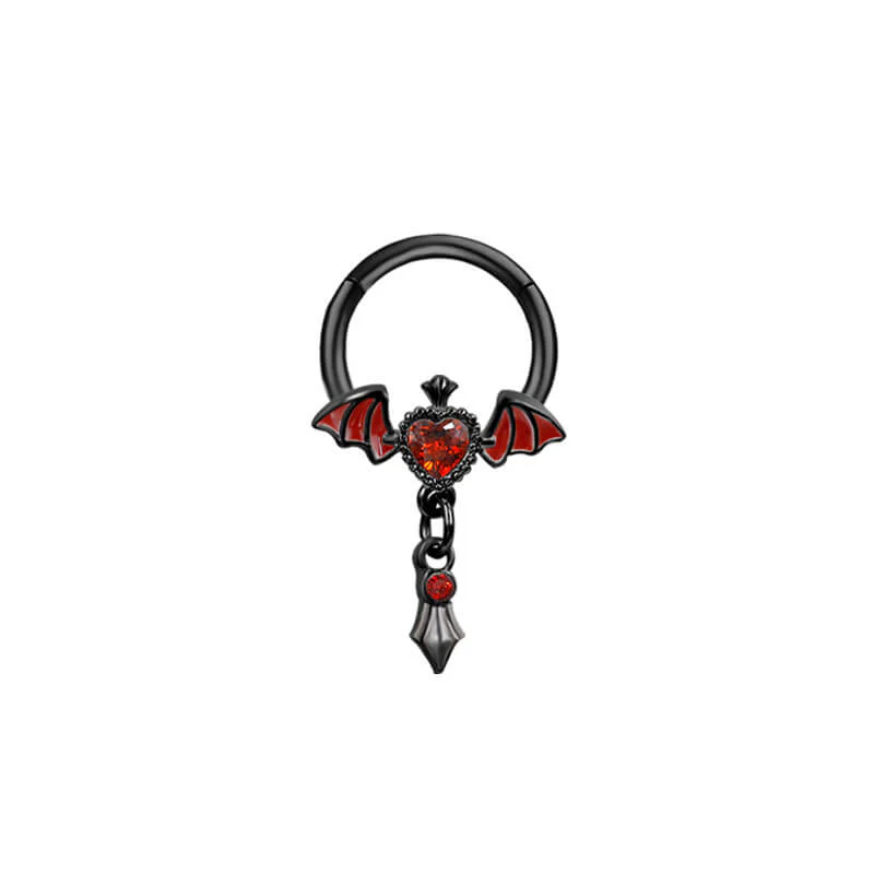 L Rod Love Heart Wings Inlaid Zircon Stainless Steel Nose Ring