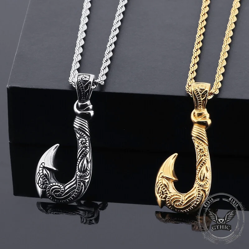Nordic Viking Fish Hook Stainless Steel Pendant