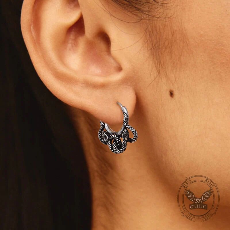 Double Snake Wrapped Stainless Steel Earrings