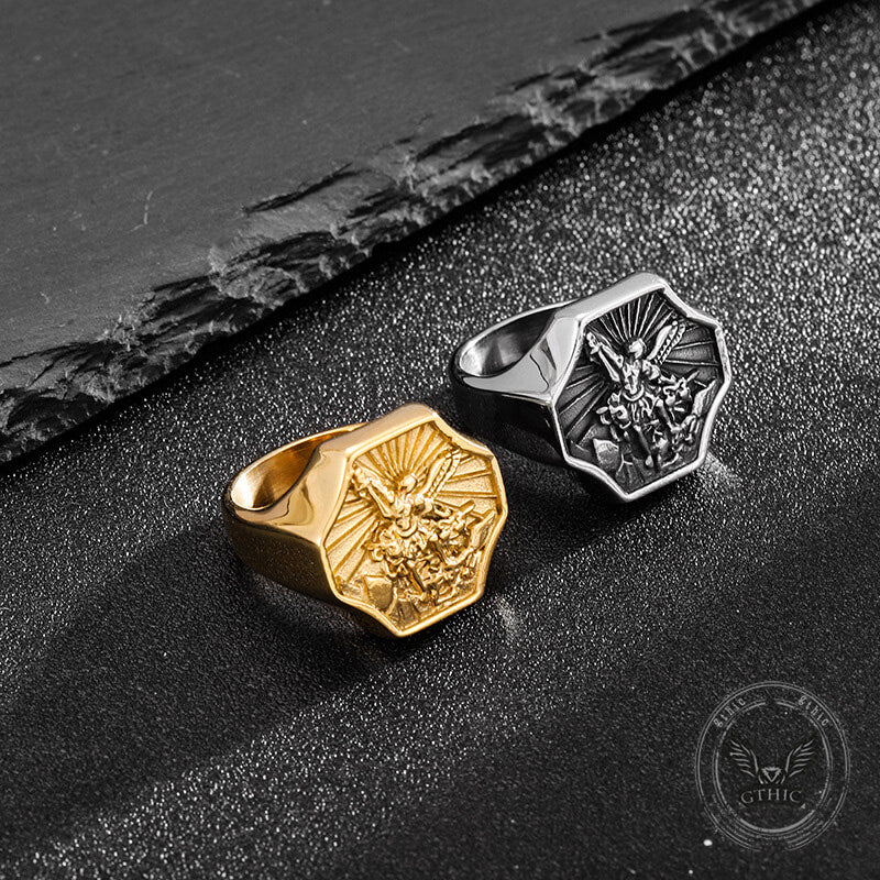14942-vintage-archangel-saint-michael-stainless-steel-ring-1.jpg Vintage Archangel Saint Michael Stainless Steel Ring