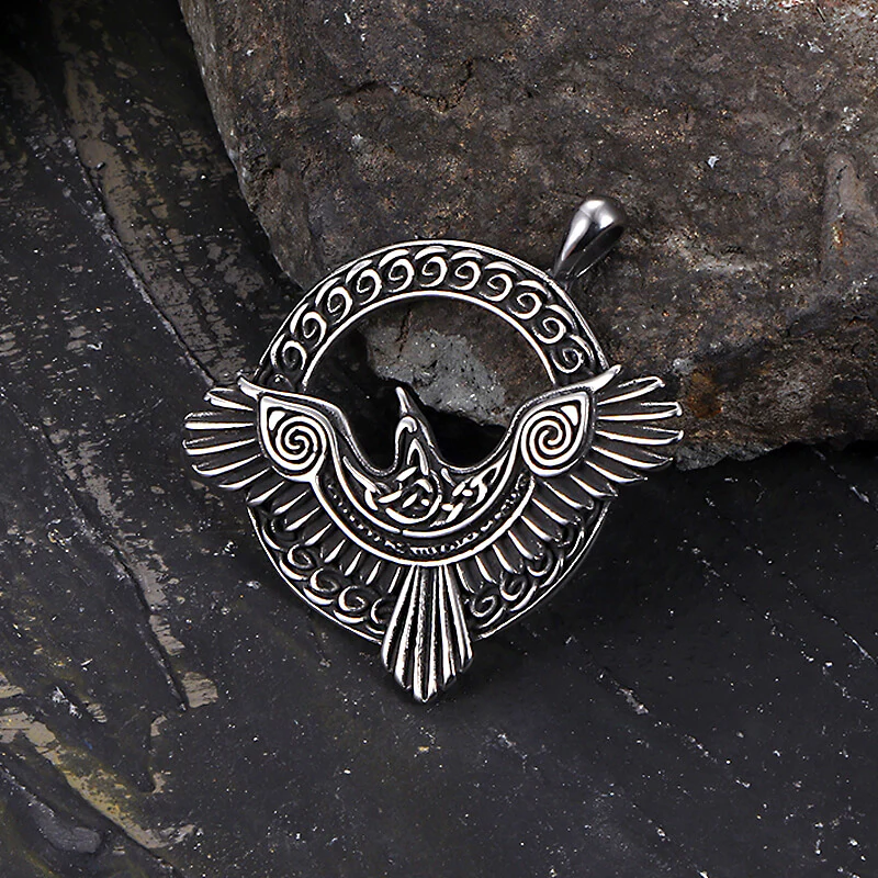 Nordic Odin Raven Stainless Steel Viking Pendant