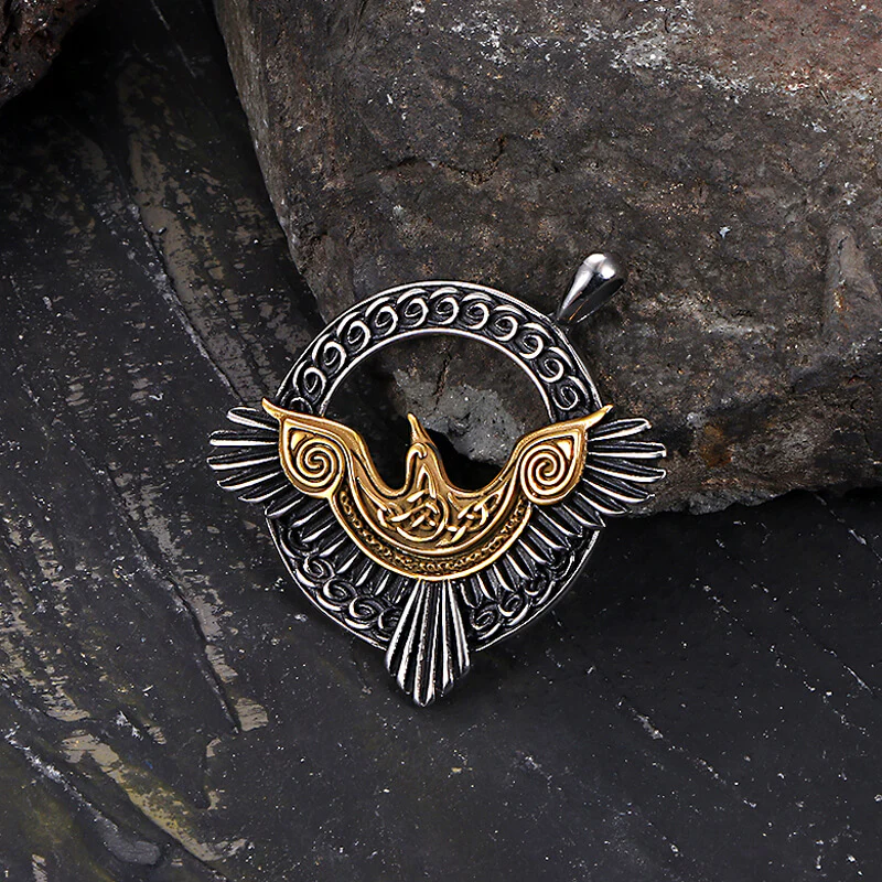 Nordic Odin Raven Stainless Steel Viking Pendant