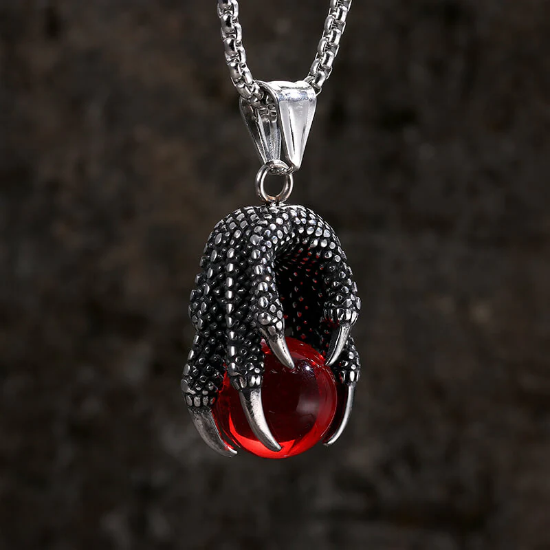 Vintage Dragon Claw Agate Stainless Steel Pendant