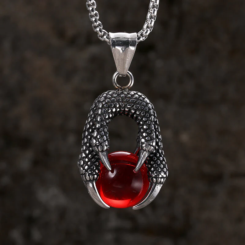 Vintage Dragon Claw Agate Stainless Steel Pendant