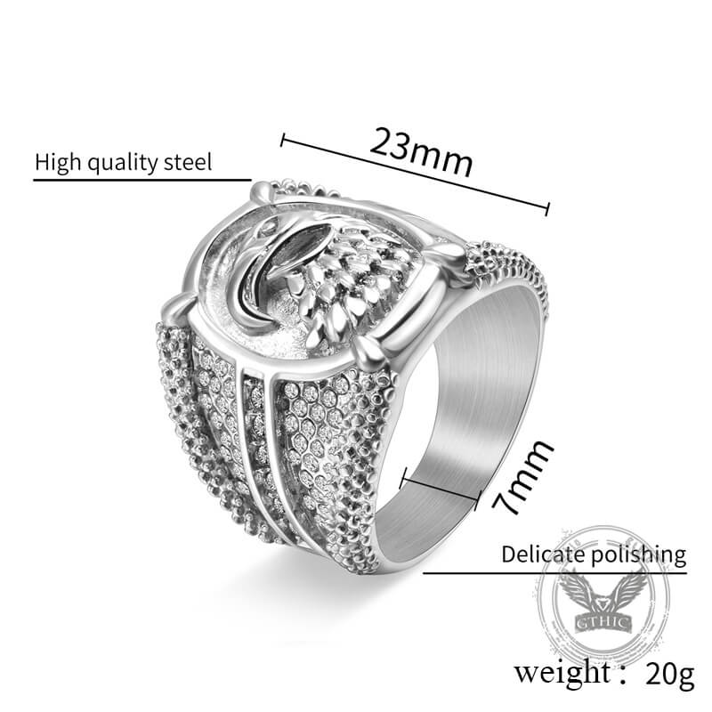 Punk Eagle Claw Full Diamond Stainless Steel Ring