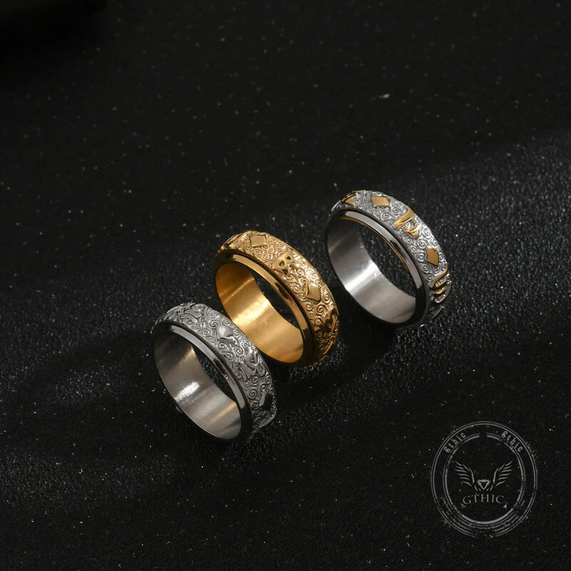 Six-Character Mantra Stainless Steel Spinner Ring