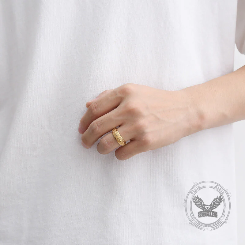 Six-Character Mantra Stainless Steel Spinner Ring