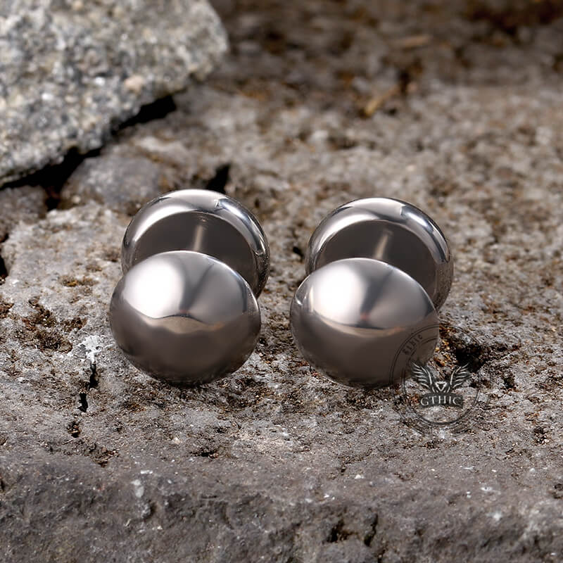 Simple Round Stainless Steel Zircon Stud Earrings