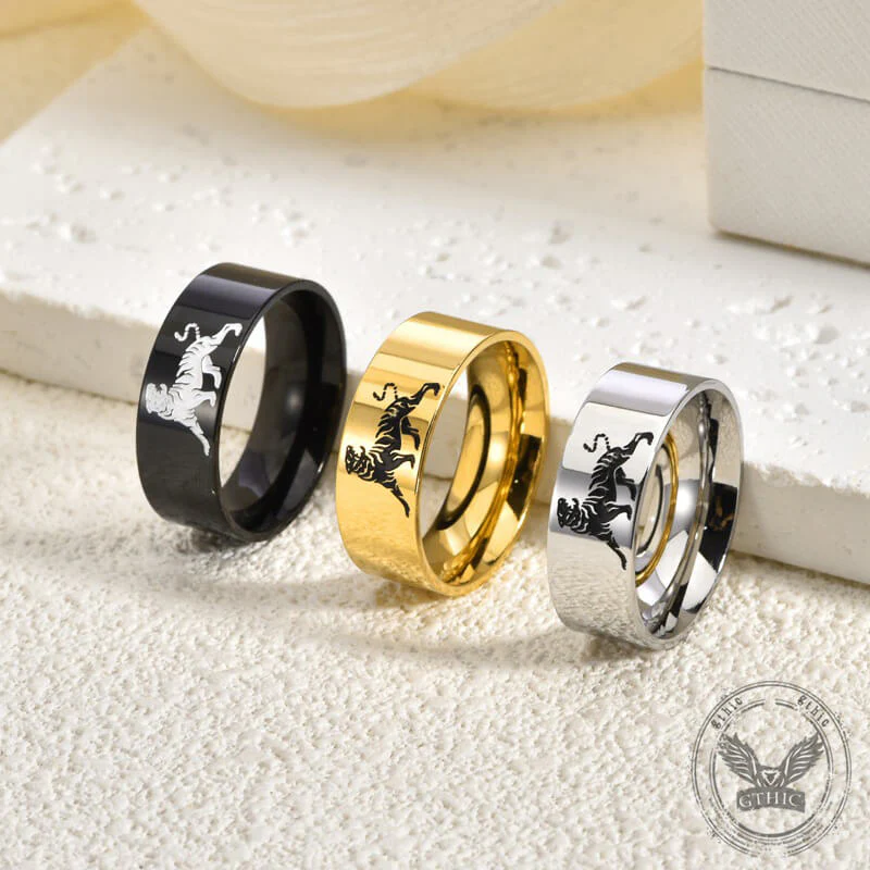 Minimalist Polished Domineering Tiger Stainless Steel Ring
