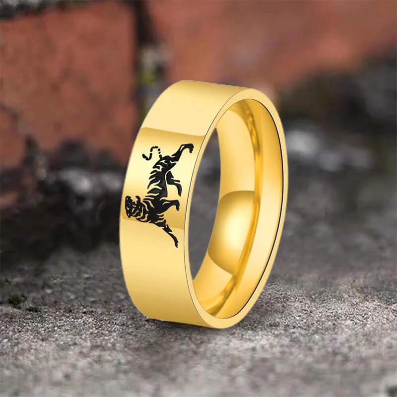 Minimalist Polished Domineering Tiger Stainless Steel Ring