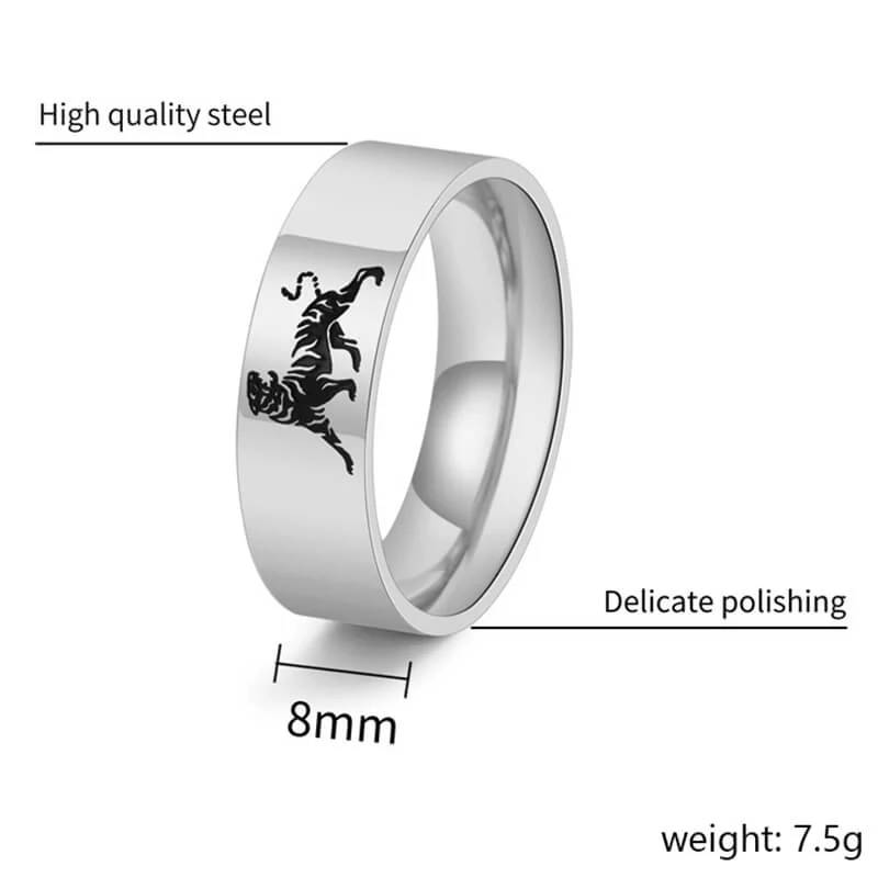 Minimalist Polished Domineering Tiger Stainless Steel Ring