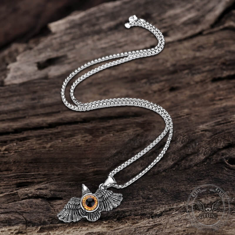 Vintage Falcon Wings Devil Eye Stainless Steel Pendant