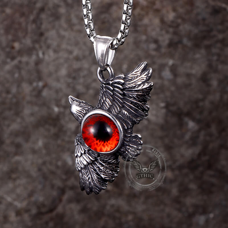 Vintage Falcon Wings Devil Eye Stainless Steel Pendant