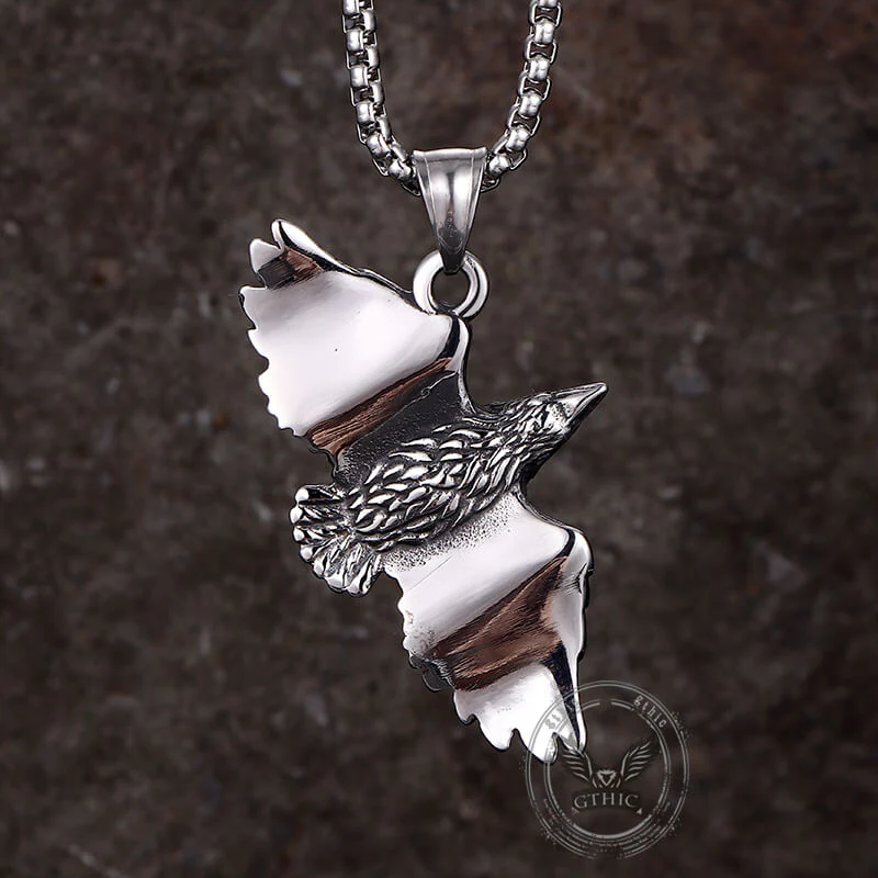 Vintage Falcon Wings Devil Eye Stainless Steel Pendant