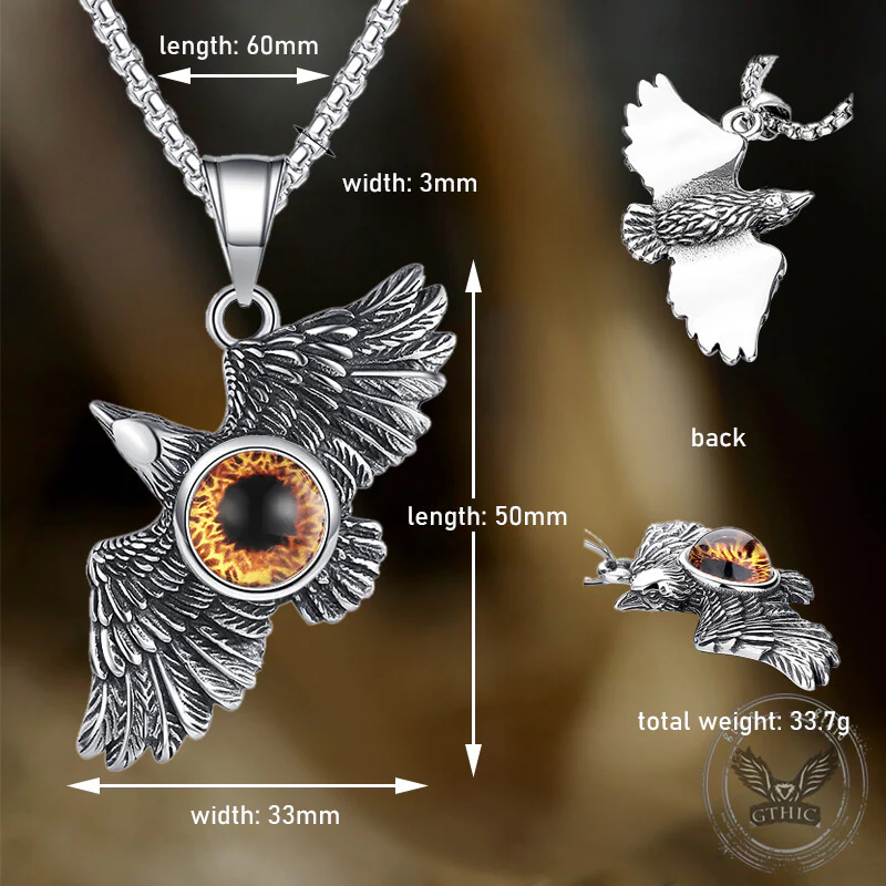 Vintage Falcon Wings Devil Eye Stainless Steel Pendant