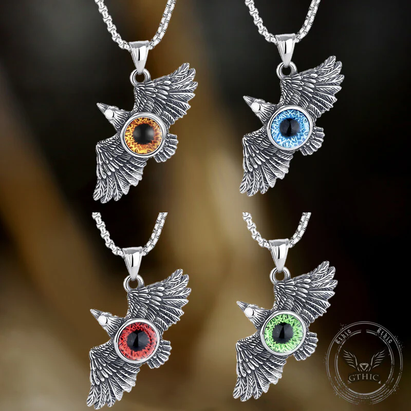 Vintage Falcon Wings Devil Eye Stainless Steel Pendant