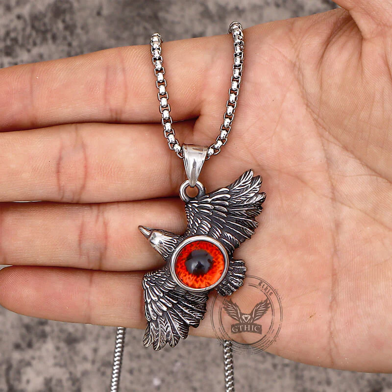 Vintage Falcon Wings Devil Eye Stainless Steel Pendant