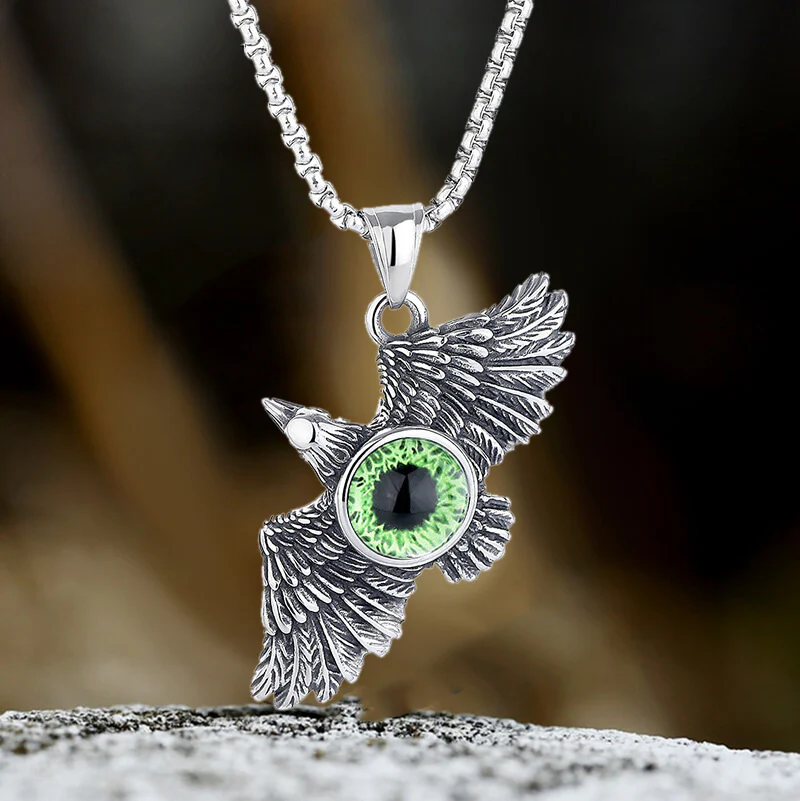 Vintage Falcon Wings Devil Eye Stainless Steel Pendant