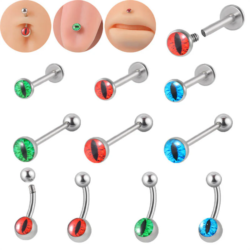 Devil's Eye Stainless Steel Piercing Lip Navel Tongue Studs