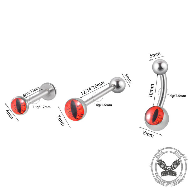 Devil's Eye Stainless Steel Piercing Lip Navel Tongue Studs
