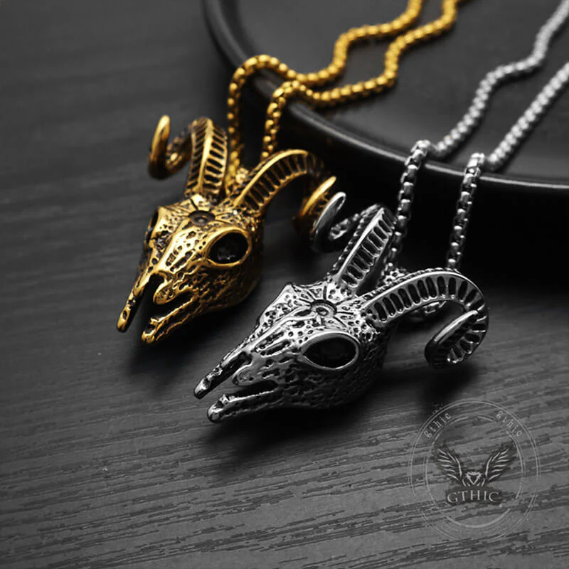 15189-punk-horned-goat-stainless-steel-skull-pendant-1.webp Punk Horned Goat Stainless Steel Skull Pendant