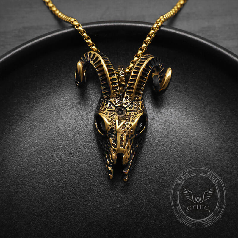15189-punk-horned-goat-stainless-steel-skull-pendant-10.jpg Punk Horned Goat Stainless Steel Skull Pendant