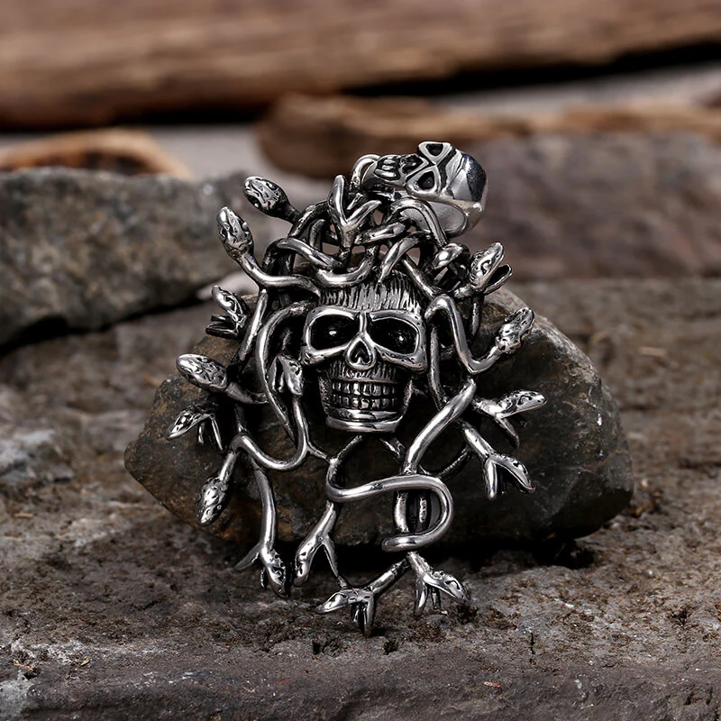 Greek Mythology Snake Hair Skull Stainless Steel Pendant