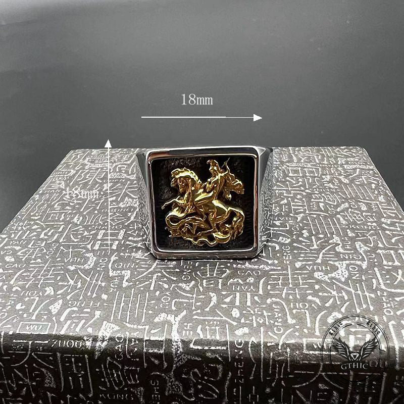 Vintage St. George Dragon Knight Slayer Stainless Steel Ring