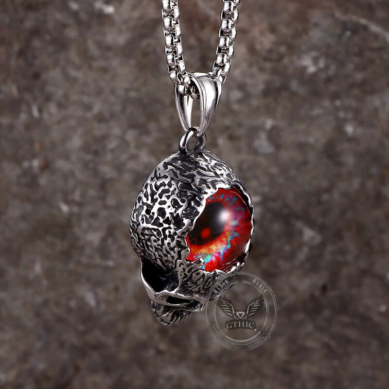 Vintage Devil Eye Stainless Steel Skull Pendant