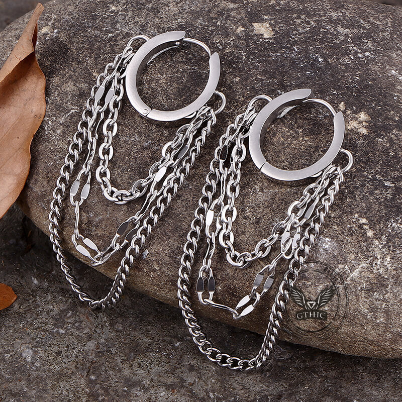 Punk Long Tassel Chain Stainless Steel Earrings