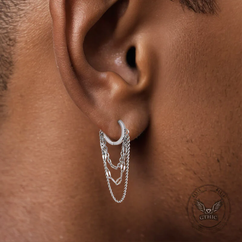 Punk Long Tassel Chain Stainless Steel Earrings