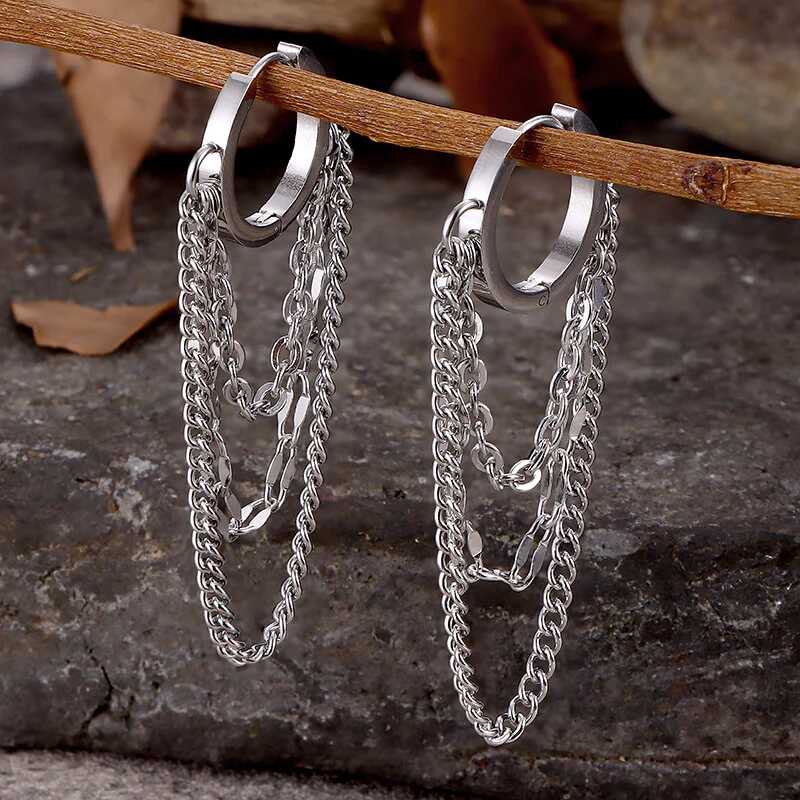 Punk Long Tassel Chain Stainless Steel Earrings