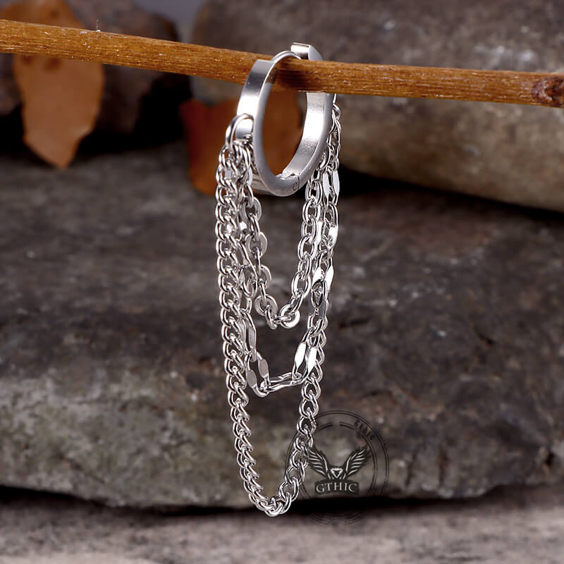Punk Long Tassel Chain Stainless Steel Earrings