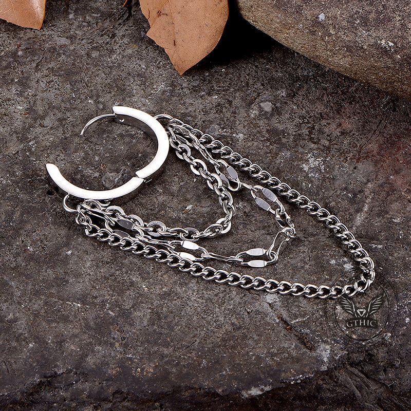 Punk Long Tassel Chain Stainless Steel Earrings