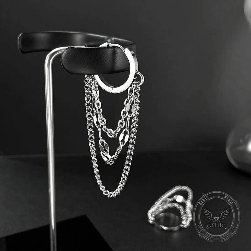 Punk Long Tassel Chain Stainless Steel Earrings