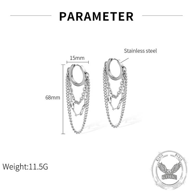 Punk Long Tassel Chain Stainless Steel Earrings