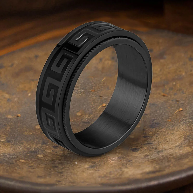Retro Great Wall Pattern Stainless Steel Spinner Ring