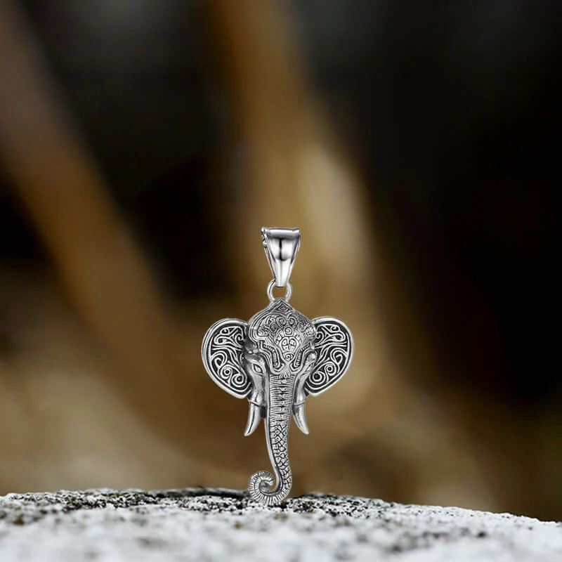 Punk Elephant Head Stainless Steel Animal Pendant