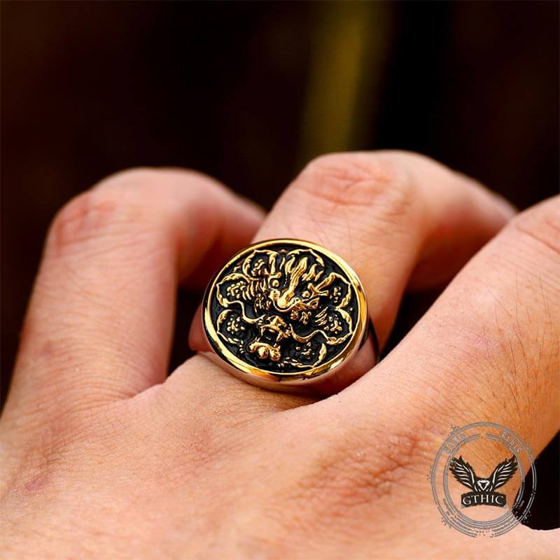 Vintage Dragon Head Pattern Stainless Steel Ring