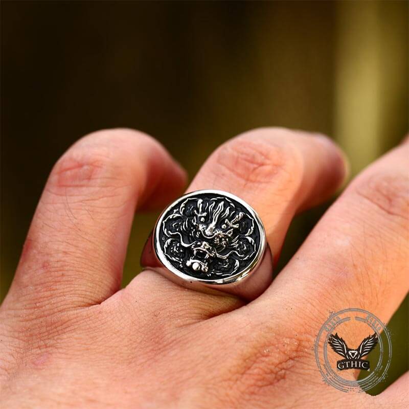 Vintage Dragon Head Pattern Stainless Steel Ring