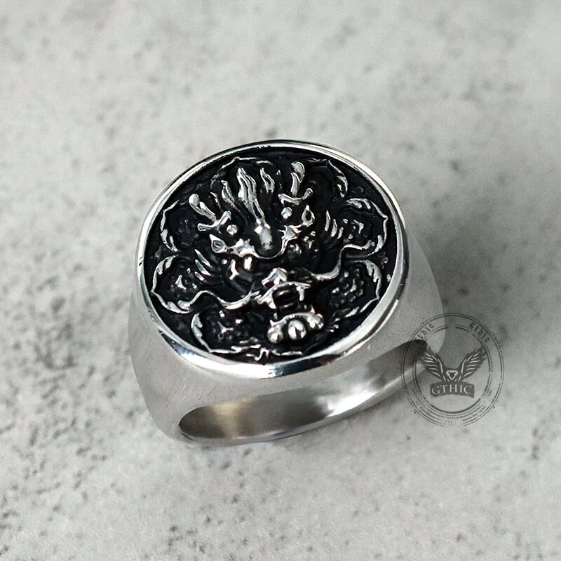 Vintage Dragon Head Pattern Stainless Steel Ring