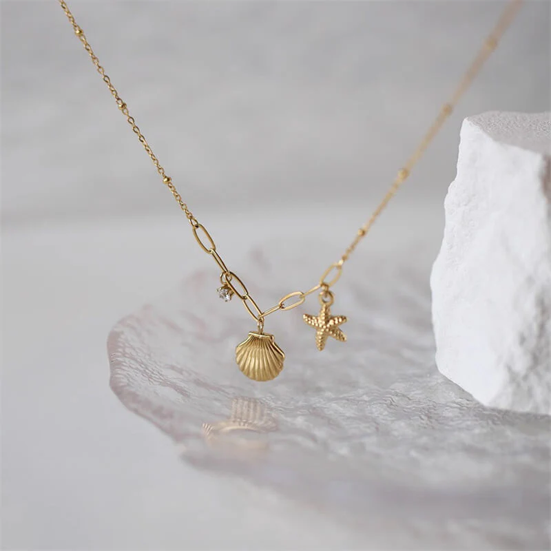 Simple Starfish Shell Stainless Steel Necklace