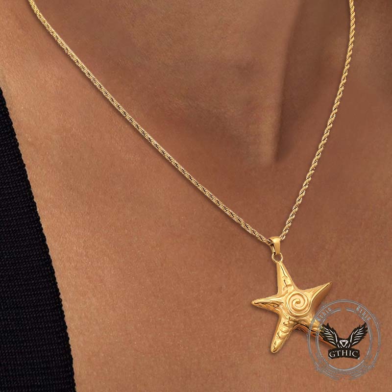 15331-simple-swirl-starfish-stainless-steel-necklace-2.jpg Simple Swirl Starfish Stainless Steel Necklace